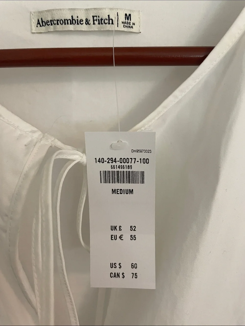 Abercrombie & Fitch White Tie-Front Puff Sleeve Blouse